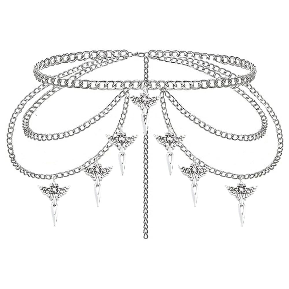 9102 Cross Waist Chain Belt - Punk Gothic Crossover Body Belly Chains